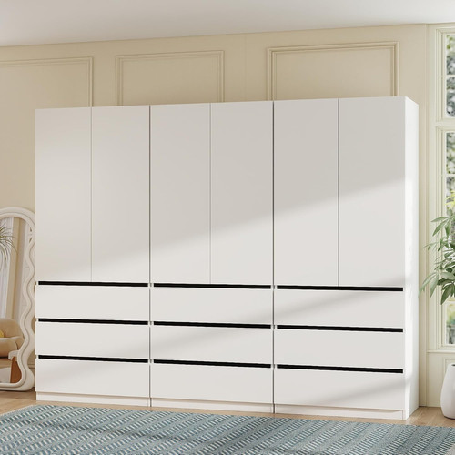 White wardrobe with doors - white,