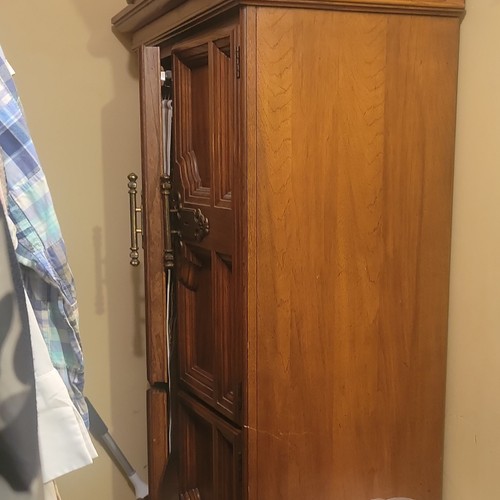 Brown wood armoire wardrobe - brown,