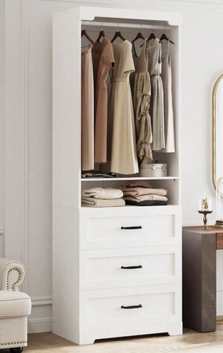 White wardrobe armoire - white,
