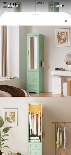 Green freestanding wardrobe - green,