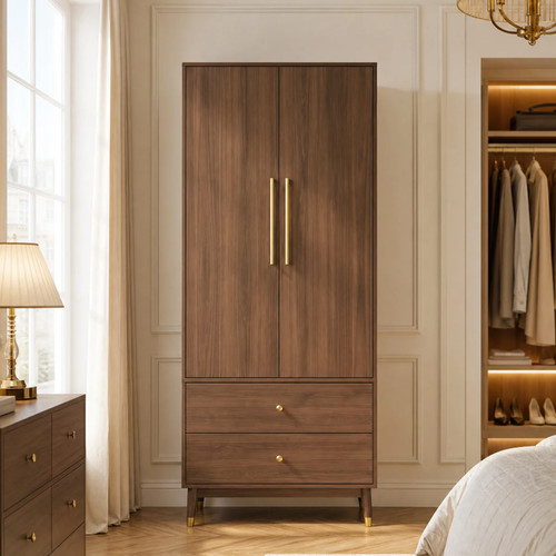 Brown 2 door wardrobe - in,