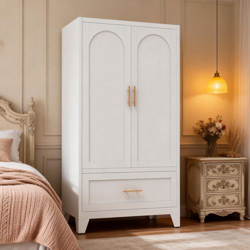Tall white metal wardrobe - 60",