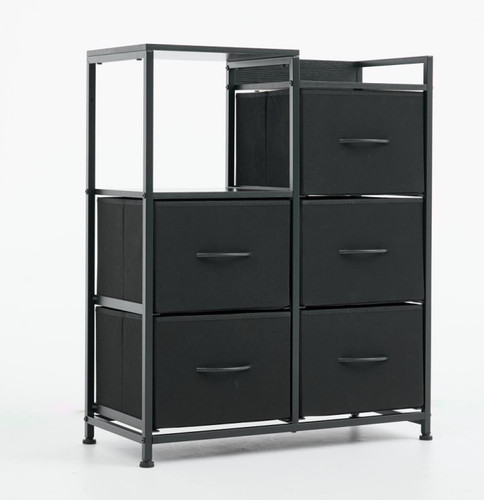 Five drawer fabric paneled - five-drawer, fabric-paneled