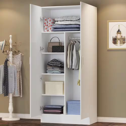 White doors armoire wardrobe - white, 2-doors