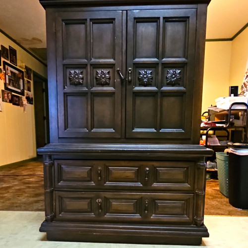 Black solid wood armoire - solid,