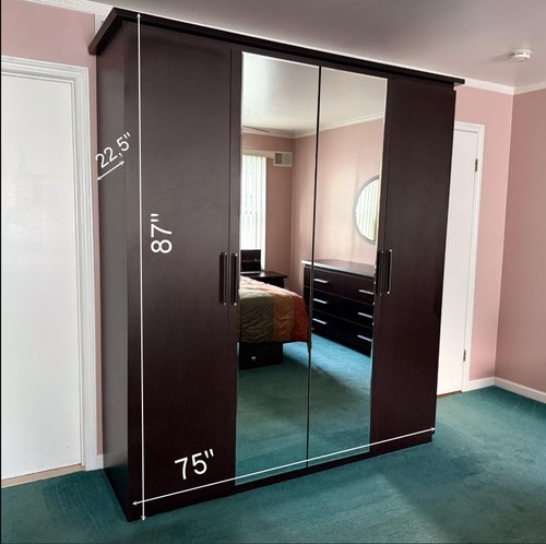 Large modern mirrored wardrobe - modern,