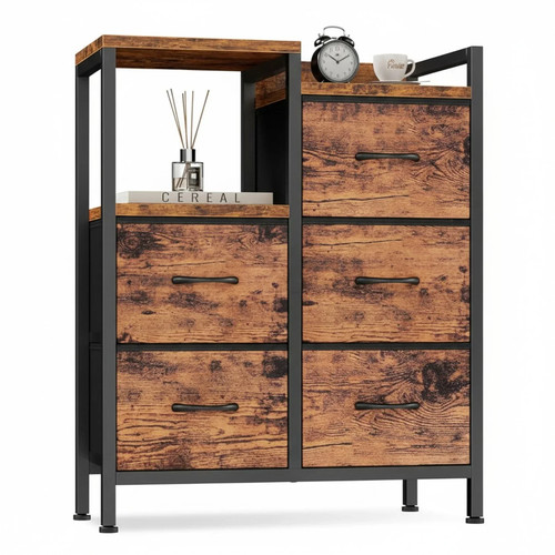 Five drawer fabric - five-drawer, fabric-paneled
